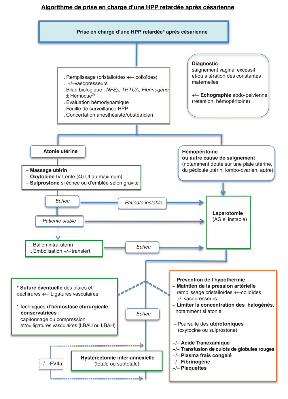 Algorithme de prise en charge d'une HPP retardée après césarienne
