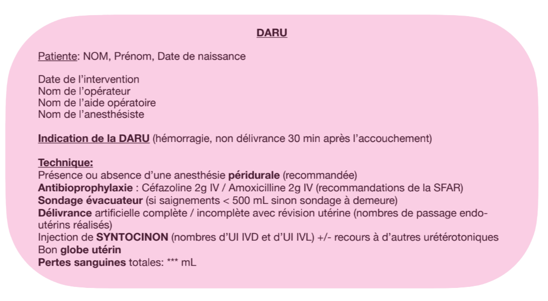 Proposition de CRO type pour la DARU